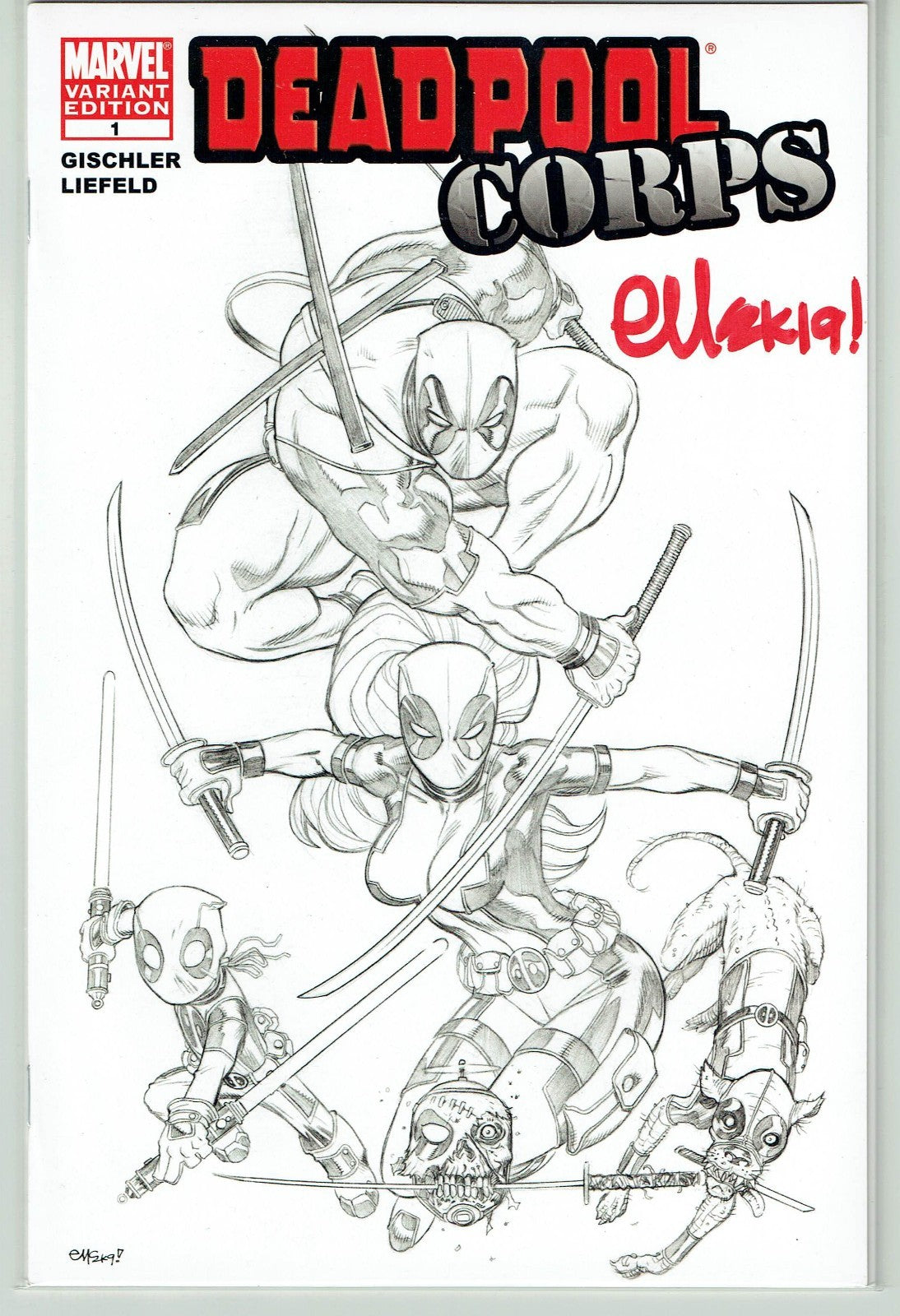 DeadPool Corps #1 Sketch Cover Variant signed by Ed McGuinness