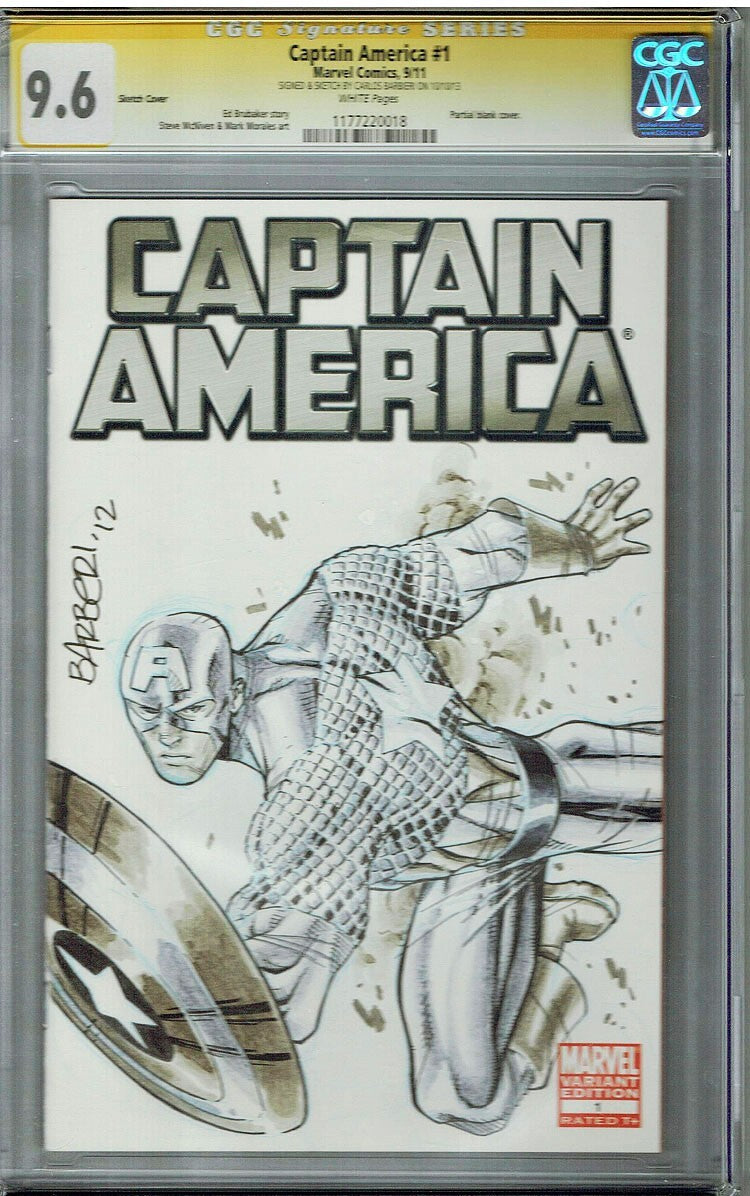 CGC 9.6 WP Captain America #1 by Carlo Barberi Sketch Blank
